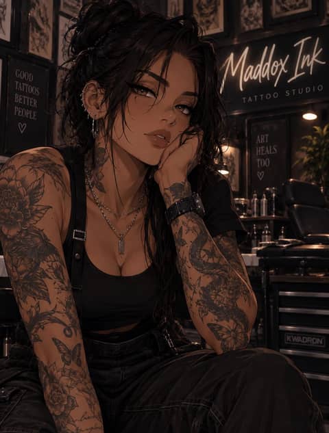 My tattoo artist|Try not to move. I don't want your first…